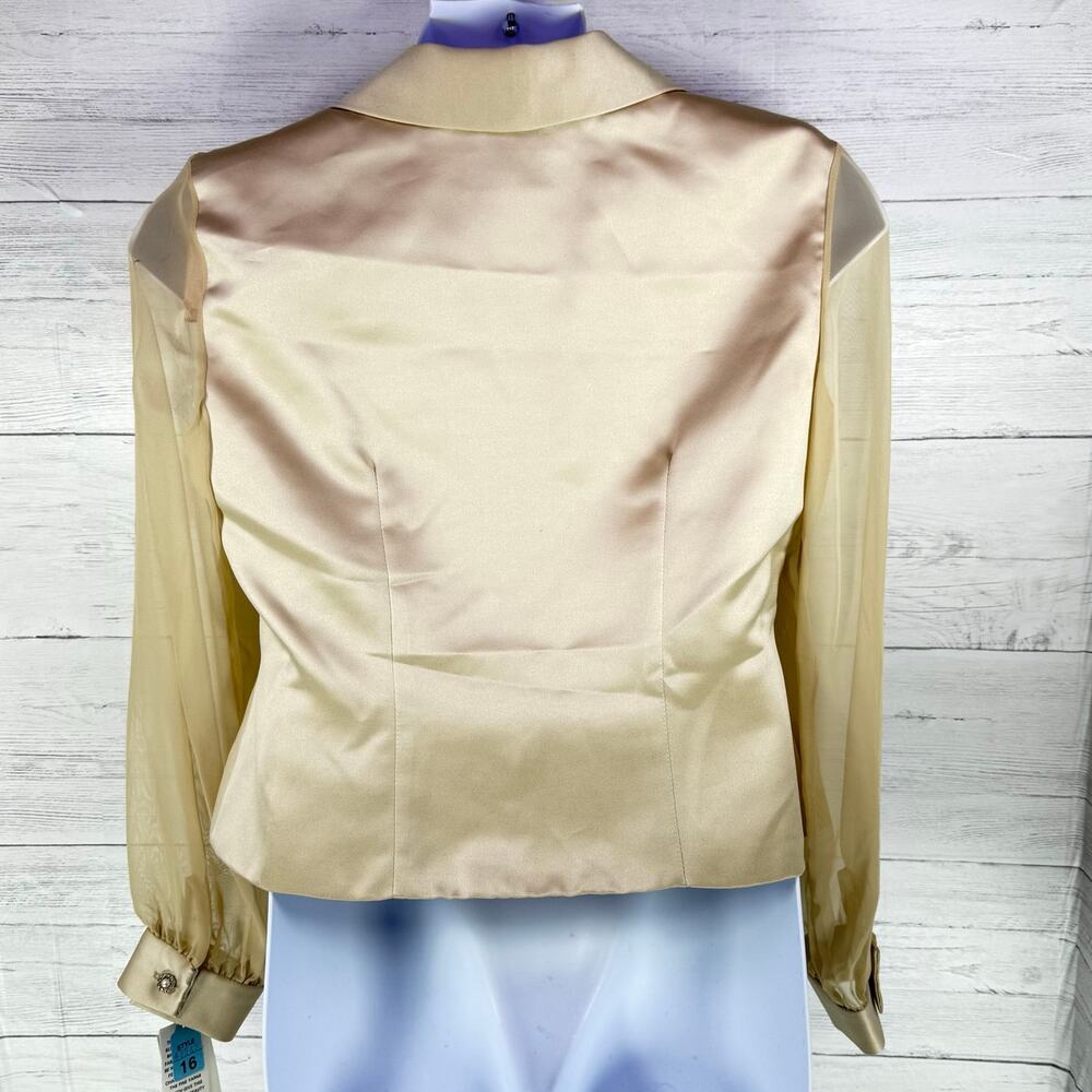 VTG NWT JR Nite‎ 16 gold sheer diamond button blouse women glam bling luxury USA - Picture 3 of 13